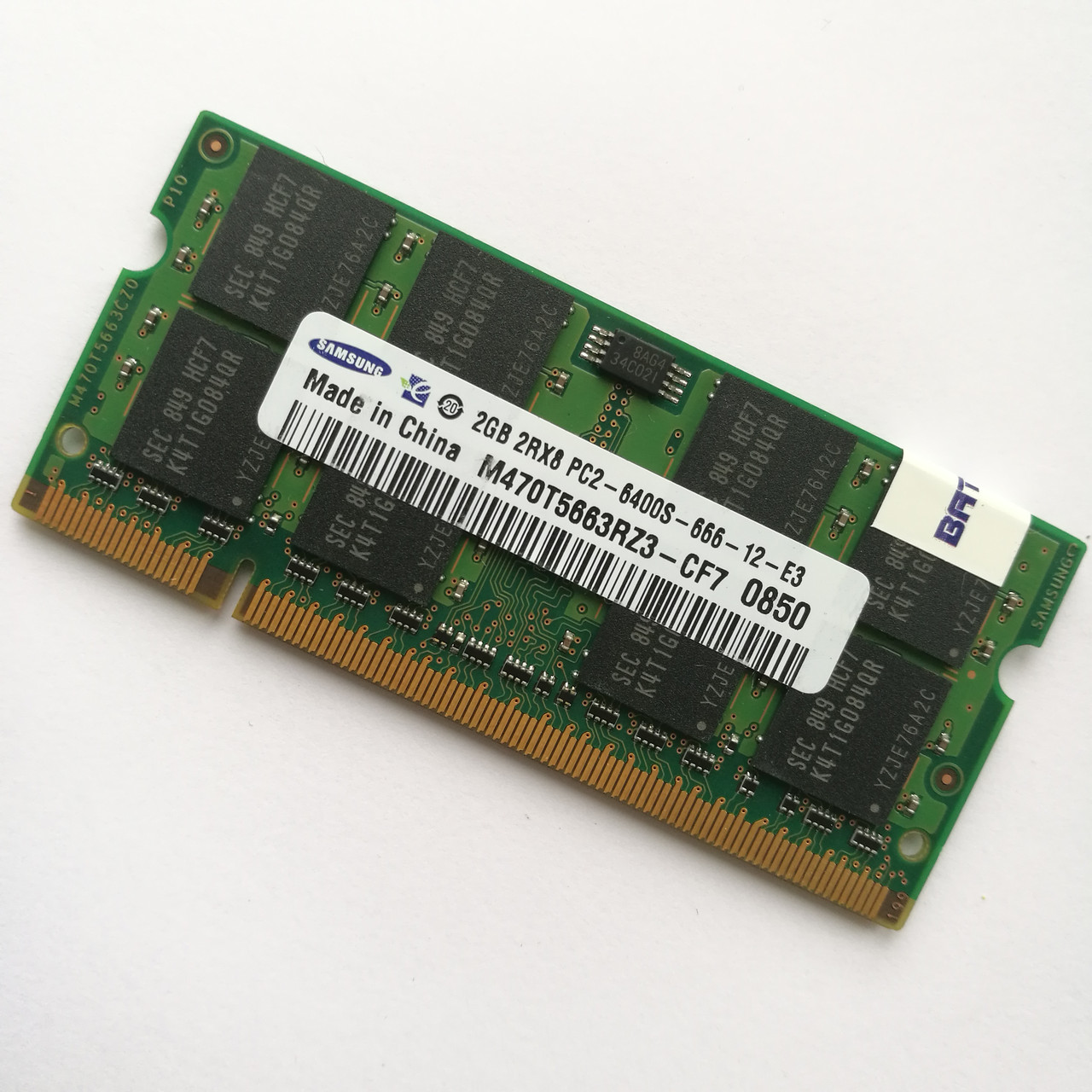 Оперативна пам'ять для ноутбука Samsung SODIMM DDR2 2Gb 800MHz 6400s CL6 (M470T5663RZ3-CF7) Б/В