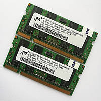 Комплект оперативной памяти Micron SODIMM DDR2 4Gb (2Gb+2Gb) 800MHz 6400s CL6 (MT16HTF25664HY-800E1) Б/У