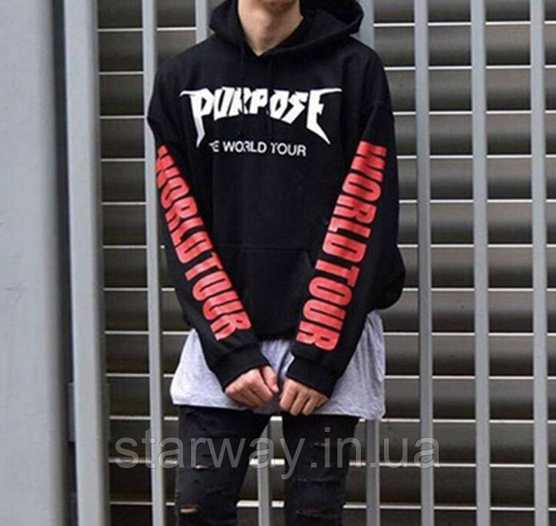 Чорне худі purpose world tour | стильна толстовка