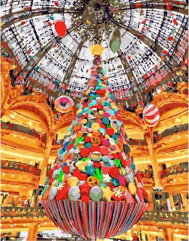 KGX 26240 "Новий рік в Галереї Лафайєт" Розпис по номерам на полотні в коробці 40х50см, фото 1