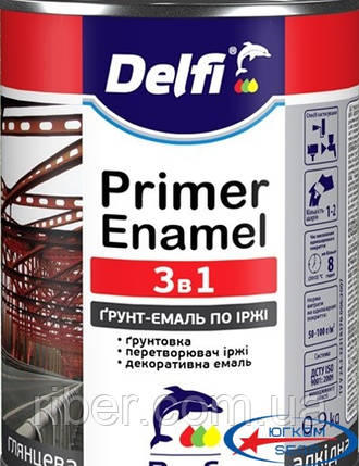 Ґрунтовка емаль по іржі 3 в 1, сіра Delfi (0,9 кг), фото 1