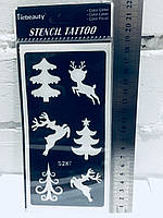 Трафарет STENCIL TATTO для тату (для тела) с новогодней тематикой S287