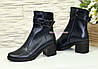 Сині жіночі черевики шкіряні, декоровані ремінцем, фото 3