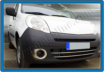 Накладки на передний бампер (2 шт, нерж) - Renault Kangoo 2008+ и 2013+ гг.