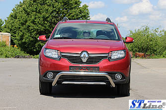 Передня дуга WT007 (нерж.) - Renault Sandero 2013+ рр.
