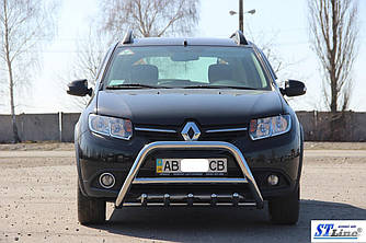 Передня дуга WT003 (нерж.) - Renault Sandero 2013+ рр.