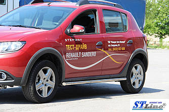 Боковые трубы BB001 (2 шт, нерж) - Renault Sandero 2013+ гг.