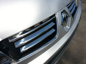 Накладки на решітку радіатора (6 шт, нерж) - Renault Trafic 2001-2015 рр.