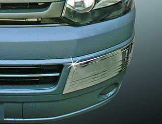 Кути на передній бампер (2 шт., нерж) - Volkswagen T5 рестайлінг 2010-2015 рр.