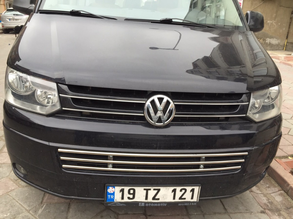Цілісна грати в бампер (нерж) - Volkswagen T5 рестайлінг 2010-2015 рр., фото 1
