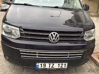 Цілісна грати в бампер (нерж) - Volkswagen T5 рестайлінг 2010-2015 рр.