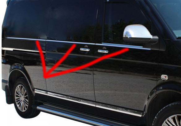 Нижня окантовка вікон (6 частин, нерж) - Volkswagen T5 рестайлінг 2010-2015 рр., фото 1