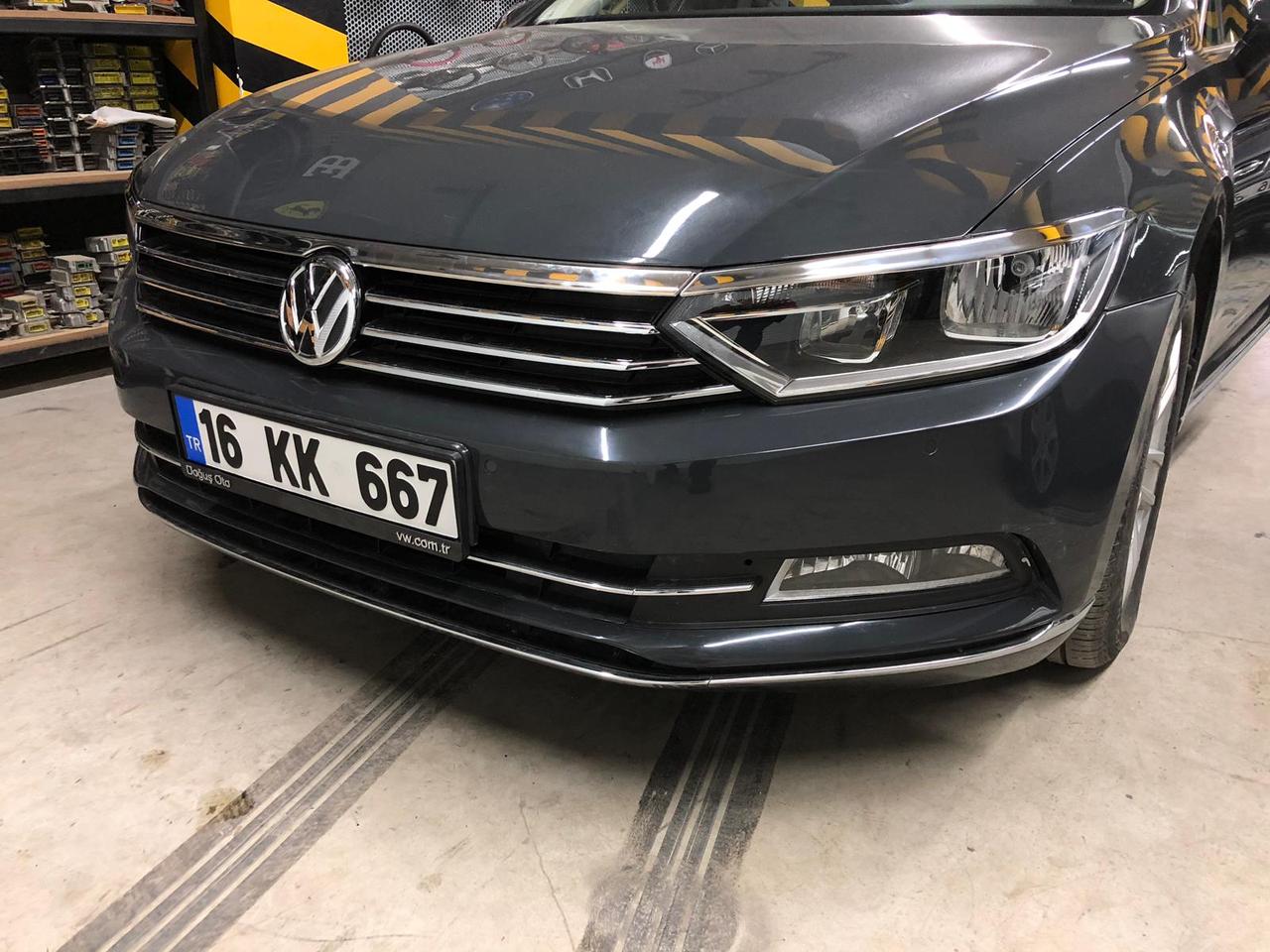 Накладка на фари і смужка (3 шт, нерж) - Volkswagen Passat B8 2015+ рр.