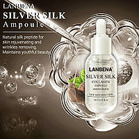 Сироватка для обличчя Lanbena Silver Silk Ampoule, срібний шовковий колаген равлика гіалуронка