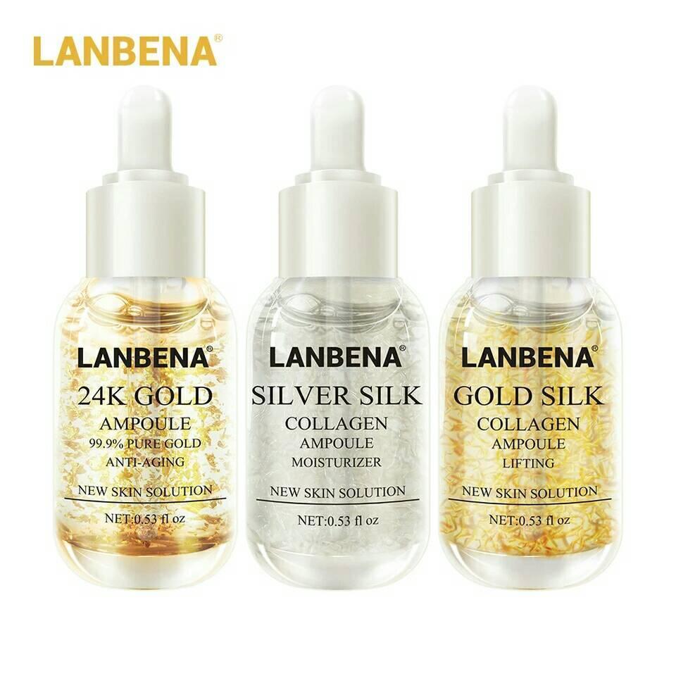 Сироватка для обличчя Lanbena Silver Silk Ampoule, срібний шовковий колаген равлика гіалуронка