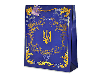 Пакет середній з гербом України (26 см* 32 см*10 см)