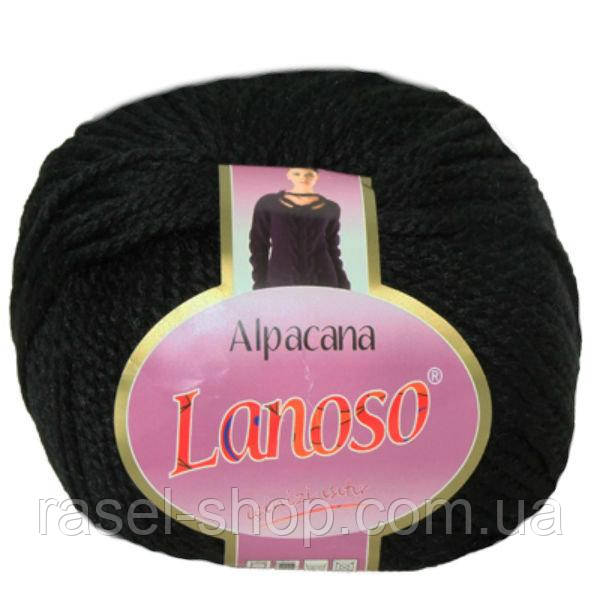 Турецька пряжа для в'язання Lanoso Alpacana No3001 чорна (ланосо альпакана) зимова пряжа, фото 1
