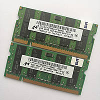 Пара оперативної пам'яті для ноутбука Micron SODIMM DDR2 4Gb (2Gb+2Gb) 800MHz 6400s (MT16HTF25664HY-800G1) Б/В