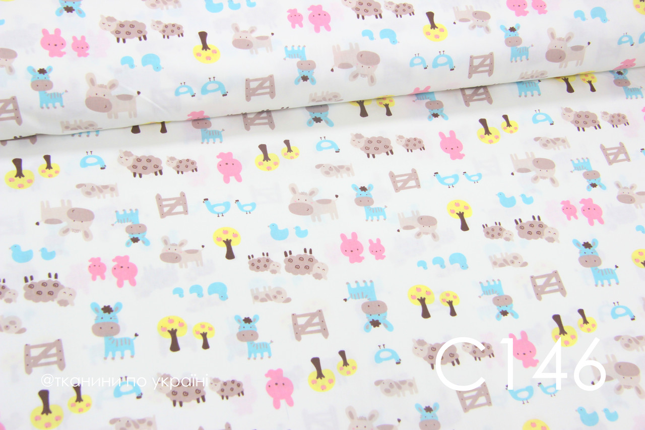 Тканина сатин Ферма яскрава