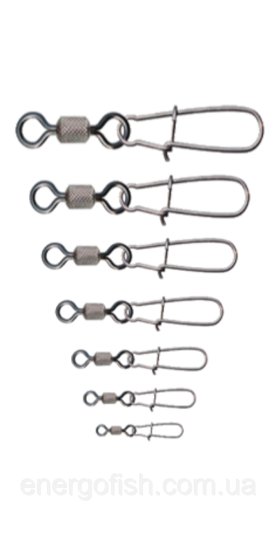 Карабін з вертлюгом американка Cralusso Rolling Swivel with nice Snap 10 0.14 м 10 кг (2127) (12шт), фото 1