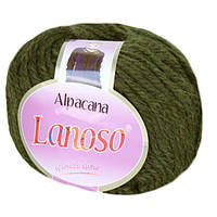 Турецкая пряжа для вязания Lanoso Alpacana №3020 хаки (ланосо альпакана) зимняя пряжа