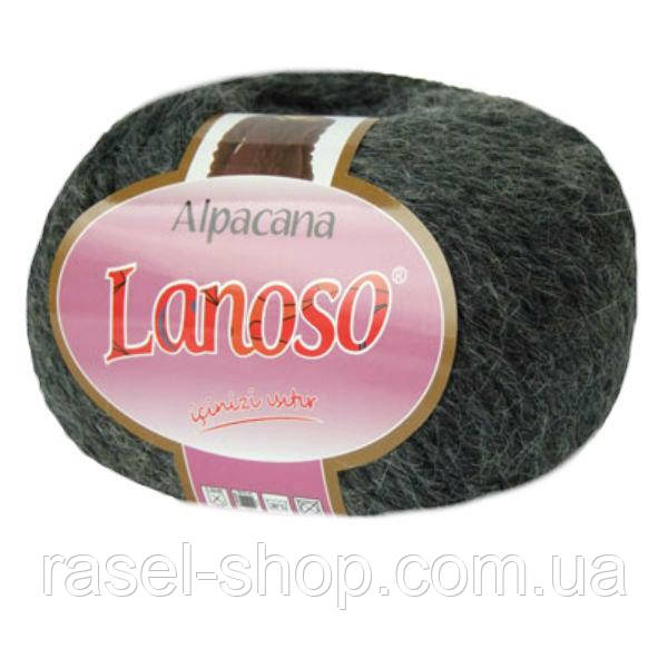 Турецька пряжа для в'язання Lanoso Alpacana No3026 темно-сірий (ланосо альпакана) зимова пряжа, фото 1