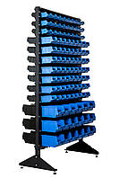 Стеллаж для метизов, крепежа, мелких деталей с пластмассовыми ящиками Стеллаж для метизов Подлесье
