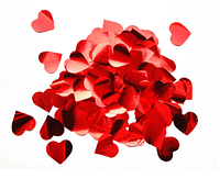 Конфетти "сердечки" фольгированные, красные 250 г маленькие