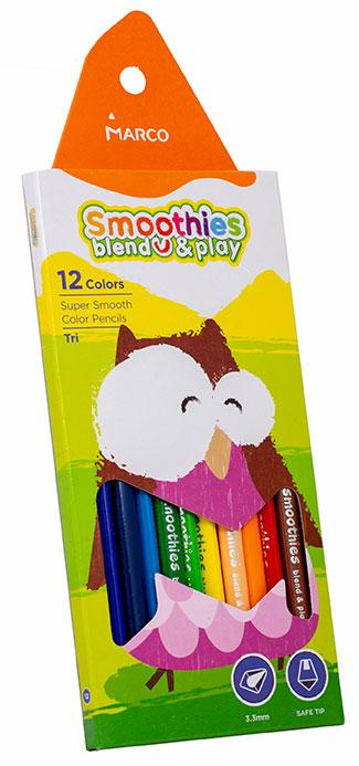 Олівці кольорові Marco Smoothies blend play 12 кольорів суперм'які 2150-12