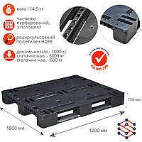 Піддон пластиковий перфорований «UPAL-I» чорний 1200х1000х150мм