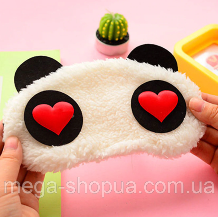 Маска для сну плюшева "Панда - 1". Пов'язка на очі дитяча. Наглазна маска для жінок, фото 1