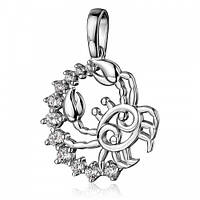 Срібна підвіска, значок зодіаку, рак