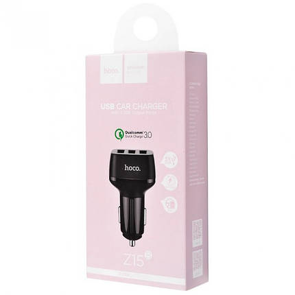 Автомобільна зарядка Hoco Z15B Kuso QC3.0 3USB чорний, фото 1