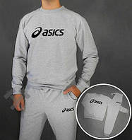 Спортивный костюм Асикс мужской, брендовый костюм Asics трикотажный (на флисе и без) XS Серый