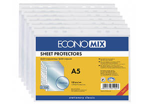 Файл для документів A5 Economix 30 мікрон глянець (100 шт./пач.) E31104