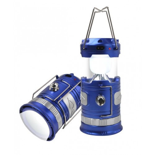 Ліхтар трансформер світлодіодний акумуляторний Blue (1 LED+6 LED, зарядка 220V + сонячна батарея)