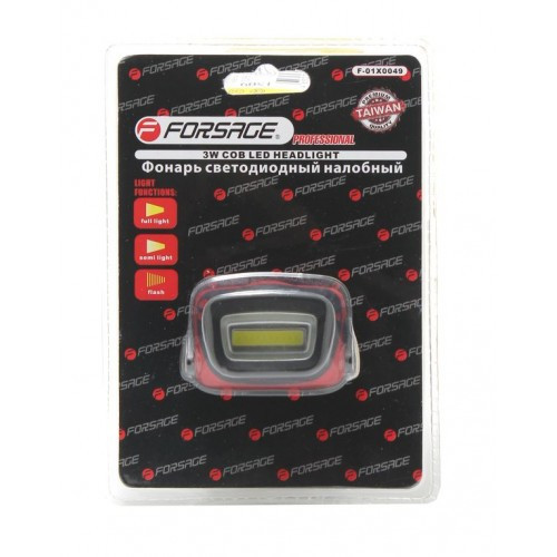 Ліхтар світлодіодний налобний в комплекті з батарейками (3 світлових режиму, CUB, 3xAAA), FORSAGE F-01X0049, фото 1