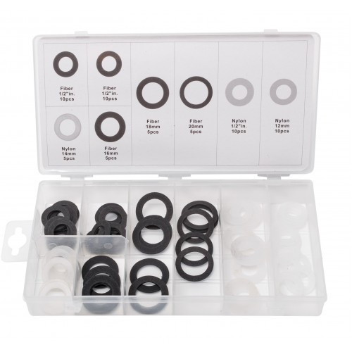 Набір пластикових шайб для маслосливных пробок, 60пр., в пластиковому органайзері, фото 1