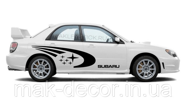 Вінілові наклейки на авто " Subaru World rally team " 50х120 см х2 шт