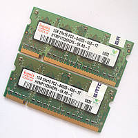 Пара оперативной памяти для ноутбука Hynix SODIMM DDR2 2Gb (1+1) 800MHz 6400s CL6 (HYMP112S64CP6-S6 AB-C) Б/У