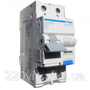 Дифавтомат HAGER 1P+N, 16 A C, 10 mA, 6kA, AC966J, Хагер Диференціальний автоматичний вимикач, АВДТ, фото 1