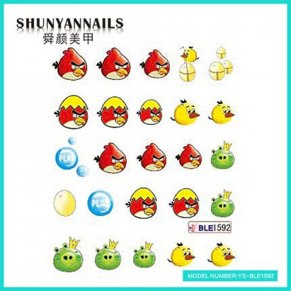 Слайдер дизайн для нігтів Птахи, Angry Birds, яйце, кульки