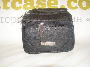 Черная барсетка с кожи, барсетка в кожзаме