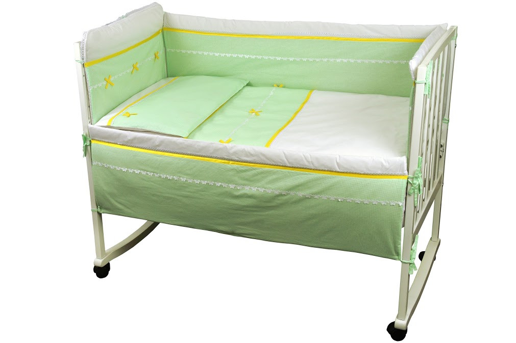Дитячий постільний набір у ліжечко 120х60 см 4 предмети салатовий Лапошка ТМ "Руно"