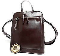 Женский кожаный портфель-сумка формата А4 Темно-коричневого цвета (шоколад)