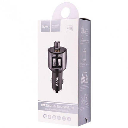 Автомобільна зарядка Hoco E19 Bluetooth FM Launcher 2.4 A 2USB, фото 3