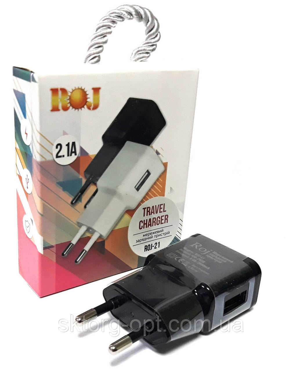 Мережевий зарядний пристрій Roj-21 USB 2100mA без кабелю