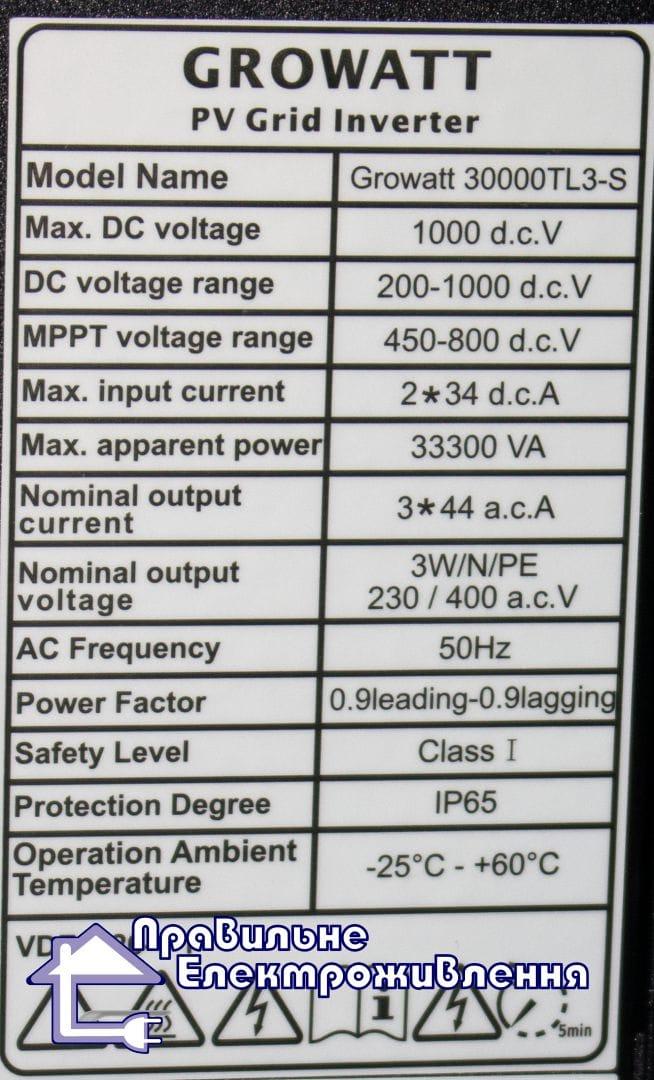 Сетевой инвертор Growatt 30000 TL3-S ( 30кВт, 3 фазы, 2 шт. MPPT ) - фото 5 - id-p338815214