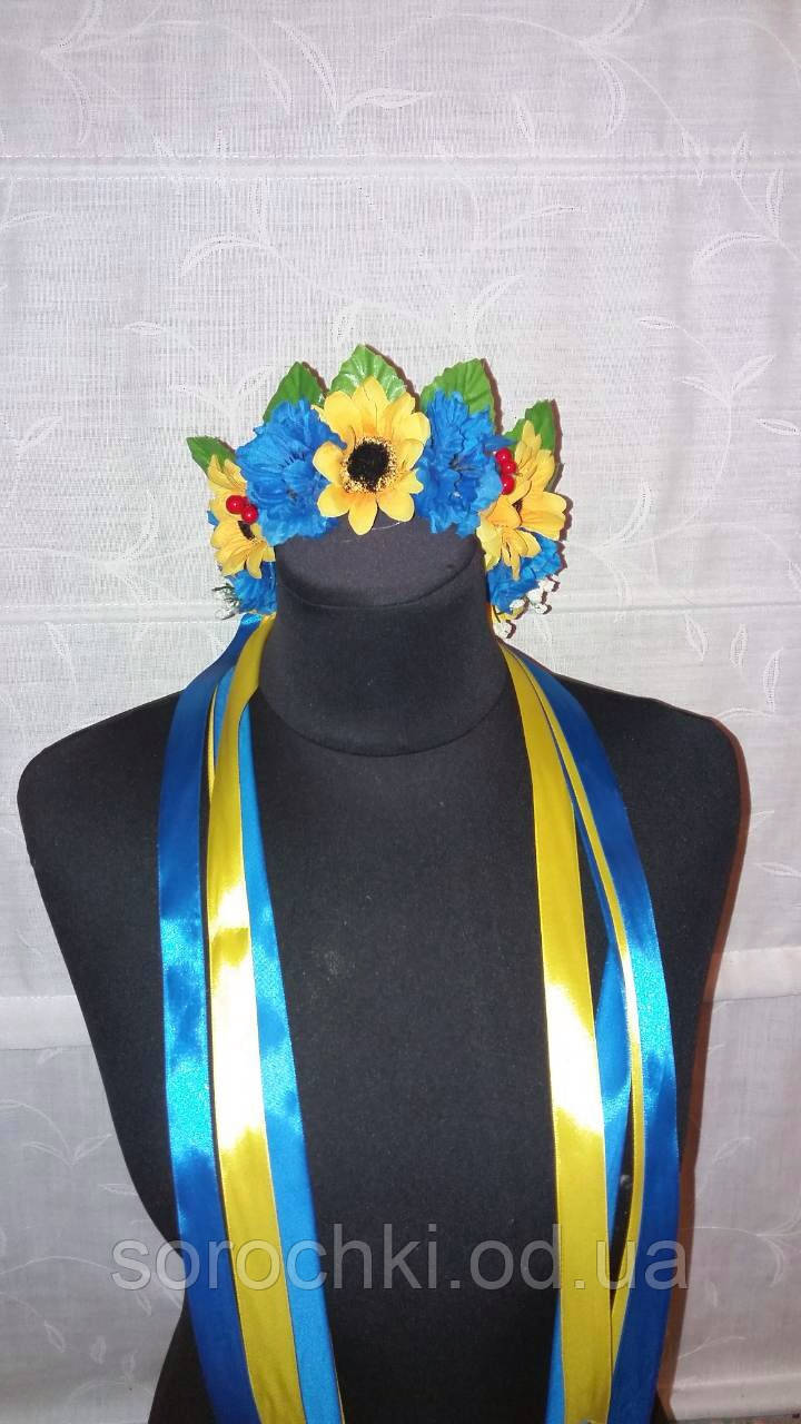 Венки для голови, середні, квіти синій з жовтим
