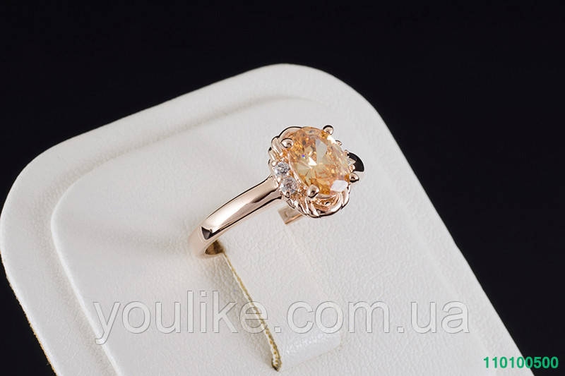 Взрачное кольцо с кристаллами Swarovski, покрытие золото 0500 - фото 3 - id-p76352243